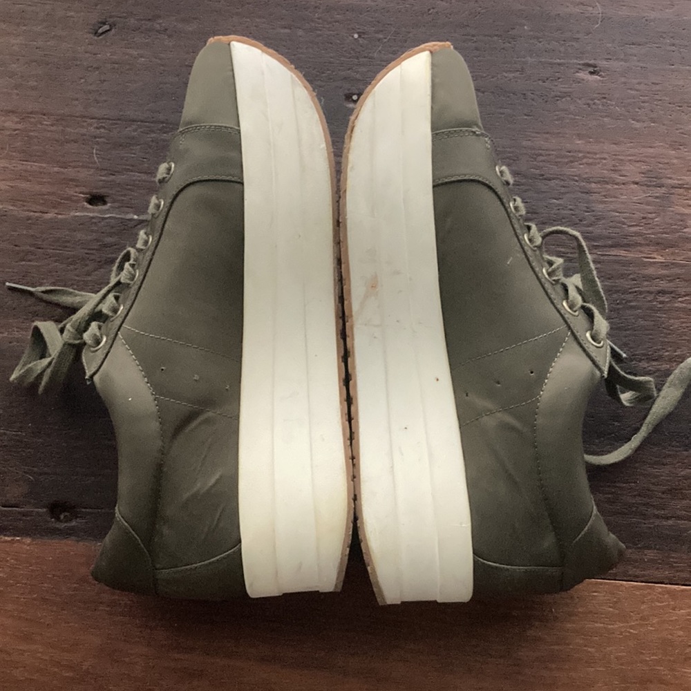 Steven Barb Olive Green Platform Sneakers 8.5 Women’s Lace Up Shoes - Picture 6 of 7